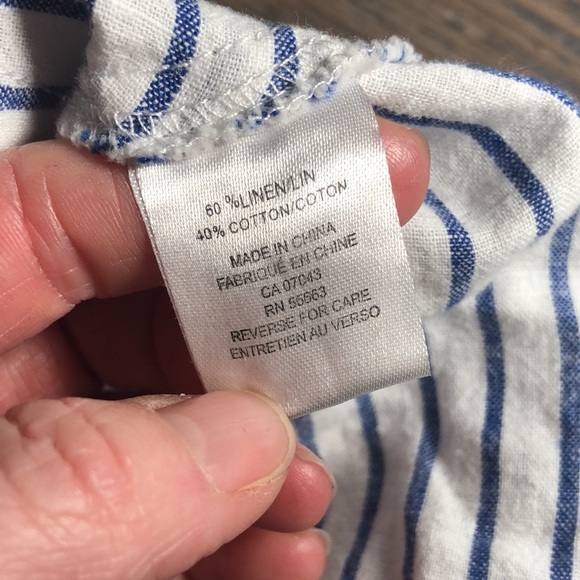 Linen blend white & blue stripe dress - Picture 8 of 8